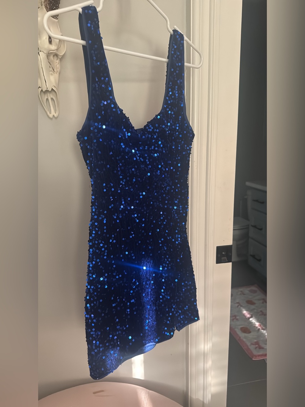 Lulu Blue Sequin Slip Dress
